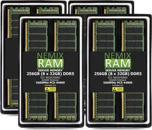 NEMIX RAM 256GB (8X32GB) DDR5 5600MHZ PC5-44800 2Rx4 1.1V CL46 288-PIN ECC RDIMM Registered Server Memory KIT Compatible with SuperMicro MBD-X13DGU AI SuperServer Motherboard