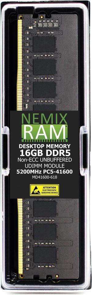 NEMIX RAM 16GB (1X16GB) DDR5 5200MHZ PC5-41600 1Rx8 1.1V CL44 288-PIN Non-ECC Unbuffered UDIMM Desktop PC Memory Compatible with Kingston KVR52U42BS8-16