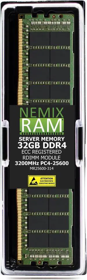 NEMIX RAM 32GB (1X32GB) DDR4 3200MHZ PC4-25600 1Rx4 1.2V CL22 288-PIN ECC RDIMM Registered Server Memory Compatible with Kingston KSM32RS4/32HCR, KSM32RS4/32MFR