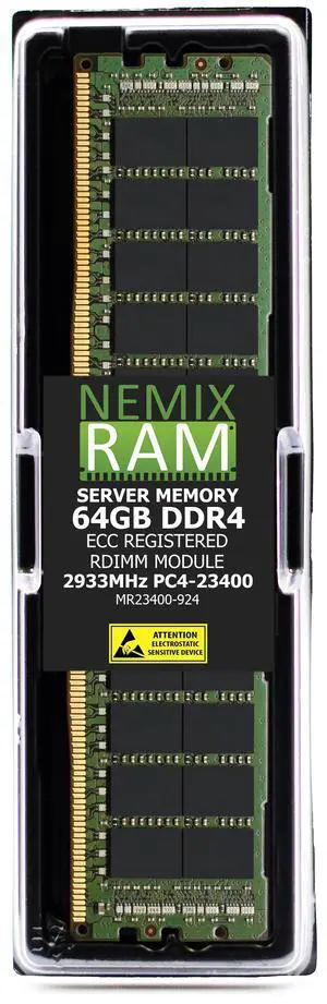 64GB DDR4 2933MHz PC4-23400 2Rx4 1.2V CL21 288-PIN ECC Registered RDIMM NEMIX RAM Server Memory Compatible with ASUS WS C422 SAGE/10G, WS C422 PRO/SE Workstation Motherboard - DDR4 2933MHz PC4-23400 64GB DDR4 2933MHz PC4-23400 2Rx4 1.2V CL21 288-PIN ECC Registered RDIMM NEMIX RAM Server Memory Compatible with ASUS WS C422 SAGE/10G, WS C422 PRO/SE Workstation Motherboard - DDR4 2933MHz PC4-23400