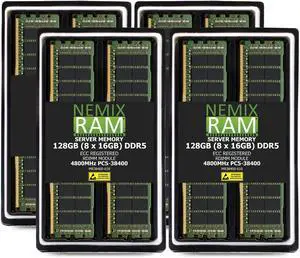 128GB 8X16GB DDR5 4800MHz PC5-38400 1Rx8 1.1V CL40 288-PIN ECC Registered RDIMM NEMIX RAM Server Memory KIT Compatible with ASUS Pro WS W790-ACE, Pro WS W790E-SAGE SE Workstation Motherboard 128GB 8X16GB DDR5 4800MHz PC5-38400 1Rx8 1.1V CL40 288-PIN ECC Registered RDIMM NEMIX RAM Server Memory KIT Compatible with ASUS Pro WS W790-ACE, Pro WS W790E-SAGE SE Workstation Motherboard