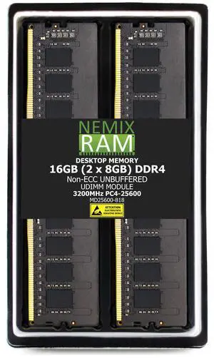 16GB 2X8GB DDR4 3200MHz PC4-25600 1Rx8 1.2V CL22 288-PIN Non-ECC Unbuffered UDIMM NEMIX RAM Desktop PC Memory KIT Compatible with Supermicro X12STE-F / X12STD-F Motherboards - DDR4 3200MHz PC4-25600 16GB 2X8GB DDR4 3200MHz PC4-25600 1Rx8 1.2V CL22 288-PIN Non-ECC Unbuffered UDIMM NEMIX RAM Desktop PC Memory KIT Compatible with Supermicro X12STE-F / X12STD-F Motherboards - DDR4 3200MHz PC4-25600