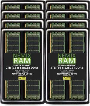 2TB 16X128GB DDR5 4800MHz PC5-38400 2Rx4 1.1V CL40 288-PIN ECC Registered RDIMM NEMIX RAM Server Memory KIT Compatible with Supermicro H13DSG-O-CPU-D Motherboard 2TB 16X128GB DDR5 4800MHz PC5-38400 2Rx4 1.1V CL40 288-PIN ECC Registered RDIMM NEMIX RAM Server Memory KIT Compatible with Supermicro H13DSG-O-CPU-D Motherboard