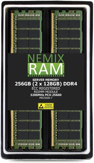 256GB 2X128GB DDR4 3200MHz PC4-25600 2Rx4 1.2V CL22 288-PIN ECC Registered RDIMM NEMIX RAM Server Memory KIT Compatible with Supermicro X12DPFR-AN6 Motherboard - DDR4 3200MHz PC4-25600 256GB 2X128GB DDR4 3200MHz PC4-25600 2Rx4 1.2V CL22 288-PIN ECC Registered RDIMM NEMIX RAM Server Memory KIT Compatible with Supermicro X12DPFR-AN6 Motherboard - DDR4 3200MHz PC4-25600