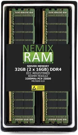 32GB 2X16GB DDR4 3200MHz PC4-25600 1Rx8 1.2V CL22 288-PIN ECC Registered RDIMM NEMIX RAM Server Memory KIT Compatible with Supermicro X12SPT-G / X12SPT-GC Motherboards - DDR4 3200MHz PC4-25600 32GB 2X16GB DDR4 3200MHz PC4-25600 1Rx8 1.2V CL22 288-PIN ECC Registered RDIMM NEMIX RAM Server Memory KIT Compatible with Supermicro X12SPT-G / X12SPT-GC Motherboards - DDR4 3200MHz PC4-25600