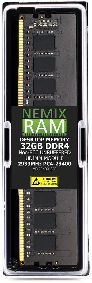 32GB DDR4 2933MHz PC4-23400 2Rx8 1.2V CL21 288-PIN Non-ECC Unbuffered UDIMM NEMIX RAM Desktop PC Memory Compatible with Supermicro X12SCZ-F / X12SCZ-TLN4F Motherboards - DDR4 2933MHz PC4-23400 32GB DDR4 2933MHz PC4-23400 2Rx8 1.2V CL21 288-PIN Non-ECC Unbuffered UDIMM NEMIX RAM Desktop PC Memory Compatible with Supermicro X12SCZ-F / X12SCZ-TLN4F Motherboards - DDR4 2933MHz PC4-23400