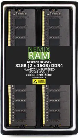 32GB 2X16GB DDR4 2933MHz PC4-23400 1Rx8 1.2V CL21 288-PIN Non-ECC Unbuffered UDIMM NEMIX RAM Desktop PC Memory KIT Compatible with Supermicro X12SCZ-F / X12SCZ-TLN4F Motherboards 32GB 2X16GB DDR4 2933MHz PC4-23400 1Rx8 1.2V CL21 288-PIN Non-ECC Unbuffered UDIMM NEMIX RAM Desktop PC Memory KIT Compatible with Supermicro X12SCZ-F / X12SCZ-TLN4F Motherboards