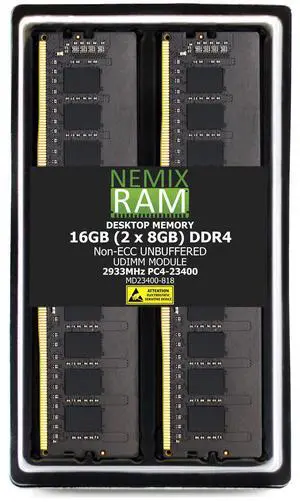 16GB 2X8GB DDR4 2933MHz PC4-23400 1Rx8 1.2V CL21 288-PIN Non-ECC Unbuffered UDIMM NEMIX RAM Desktop PC Memory KIT Compatible with Supermicro X12SAE / X12SCA-F Motherboards - DDR4 2933MHz PC4-23400 16GB 2X8GB DDR4 2933MHz PC4-23400 1Rx8 1.2V CL21 288-PIN Non-ECC Unbuffered UDIMM NEMIX RAM Desktop PC Memory KIT Compatible with Supermicro X12SAE / X12SCA-F Motherboards - DDR4 2933MHz PC4-23400