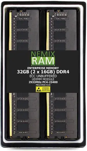 32GB 2X16GB DDR4 2933MHz PC4-23400 1Rx8 1.2V CL21 288-PIN ECC Unbuffered UDIMM NEMIX RAM Memory KIT Compatible with Supermicro X12SCZ-F / X12SCZ-TLN4F Motherboards - DDR4 2933MHz PC4-23400 ECC 32GB 2X16GB DDR4 2933MHz PC4-23400 1Rx8 1.2V CL21 288-PIN ECC Unbuffered UDIMM NEMIX RAM Memory KIT Compatible with Supermicro X12SCZ-F / X12SCZ-TLN4F Motherboards - DDR4 2933MHz PC4-23400 ECC
