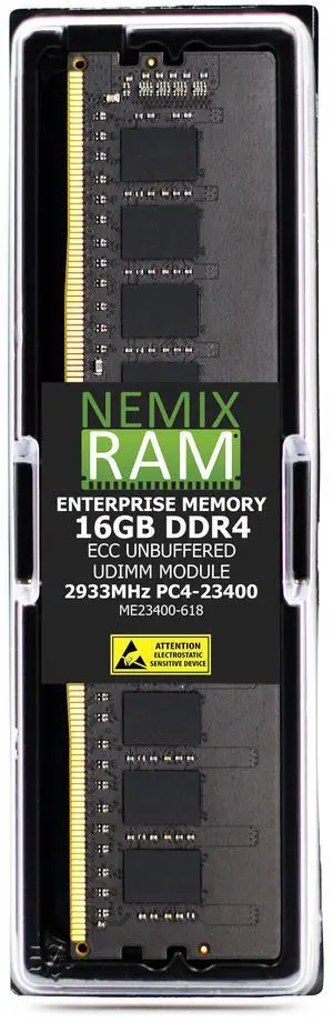 16GB DDR4 2933MHz PC4-23400 1Rx8 1.2V CL21 288-PIN ECC Unbuffered UDIMM NEMIX RAM Memory Compatible with Supermicro X12SCZ-F / X12SCZ-TLN4F Motherboards - DDR4 2933MHz PC4-23400 ECC 16GB DDR4 2933MHz PC4-23400 1Rx8 1.2V CL21 288-PIN ECC Unbuffered UDIMM NEMIX RAM Memory Compatible with Supermicro X12SCZ-F / X12SCZ-TLN4F Motherboards - DDR4 2933MHz PC4-23400 ECC