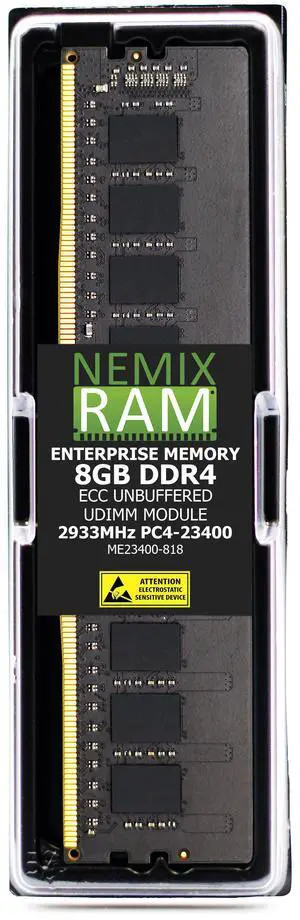 8GB DDR4 2933MHz PC4-23400 1Rx8 1.2V CL21 288-PIN ECC Unbuffered UDIMM NEMIX RAM Memory Compatible with Supermicro X12SCZ-F / X12SCZ-TLN4F Motherboards - DDR4 2933MHz PC4-23400 ECC 8GB DDR4 2933MHz PC4-23400 1Rx8 1.2V CL21 288-PIN ECC Unbuffered UDIMM NEMIX RAM Memory Compatible with Supermicro X12SCZ-F / X12SCZ-TLN4F Motherboards - DDR4 2933MHz PC4-23400 ECC