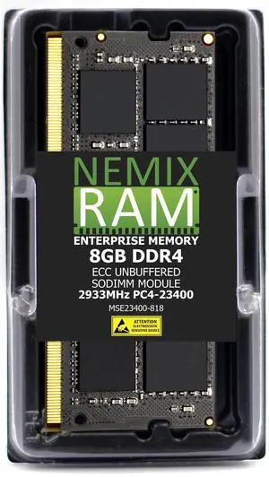 8GB DDR4 2933MHz PC4-23400 1Rx8 1.2V CL21 260-PIN ECC Unbuffered SODIMM NEMIX RAM Memory Compatible with Supermicro X12SCV-W / X12SCV-LVDS Motherboards - DDR4 2933MHz PC4-23400 ECC 8GB DDR4 2933MHz PC4-23400 1Rx8 1.2V CL21 260-PIN ECC Unbuffered SODIMM NEMIX RAM Memory Compatible with Supermicro X12SCV-W / X12SCV-LVDS Motherboards - DDR4 2933MHz PC4-23400 ECC