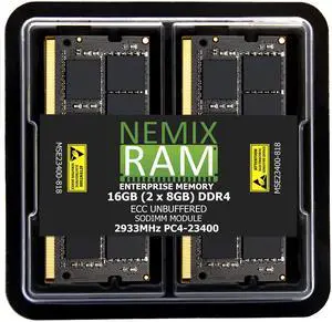 16GB 2X8GB DDR4 2933MHz PC4-23400 1Rx8 1.2V CL21 260-PIN ECC Unbuffered SODIMM NEMIX RAM Memory KIT Compatible with Supermicro X12SCV-W / X12SCV-LVDS Motherboards - DDR4 2933MHz PC4-23400 ECC 16GB 2X8GB DDR4 2933MHz PC4-23400 1Rx8 1.2V CL21 260-PIN ECC Unbuffered SODIMM NEMIX RAM Memory KIT Compatible with Supermicro X12SCV-W / X12SCV-LVDS Motherboards - DDR4 2933MHz PC4-23400 ECC