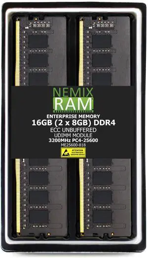 16GB 2X8GB DDR4 3200MHz PC4-25600 1Rx8 1.2V CL22 288-PIN ECC Unbuffered UDIMM NEMIX RAM Memory KIT Compatible with Supermicro X12STE-F / X12STD-F Motherboards - DDR4 3200MHz PC4-25600 ECC 16GB 2X8GB DDR4 3200MHz PC4-25600 1Rx8 1.2V CL22 288-PIN ECC Unbuffered UDIMM NEMIX RAM Memory KIT Compatible with Supermicro X12STE-F / X12STD-F Motherboards - DDR4 3200MHz PC4-25600 ECC