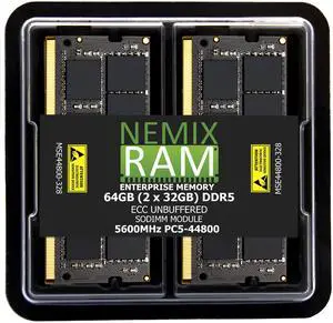 64GB 2X32GB DDR5 5600MHz PC5-44800 2Rx8 1.1V CL46 262-PIN ECC Unbuffered SODIMM NEMIX RAM Memory KIT Compatible with Supermicro X14SAV-LVDS Motherboard - DDR5 5600MHz PC5-44800 ECC 64GB 2X32GB DDR5 5600MHz PC5-44800 2Rx8 1.1V CL46 262-PIN ECC Unbuffered SODIMM NEMIX RAM Memory KIT Compatible with Supermicro X14SAV-LVDS Motherboard - DDR5 5600MHz PC5-44800 ECC