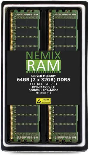 64GB 2X32GB DDR5 5600MHz PC5-44800 1Rx4 1.1V CL46 288-PIN ECC Registered RDIMM NEMIX RAM Server Memory KIT Compatible with ASUS Pro WS TRX50-SAGE WIFI, Pro WS TRX50-SAGE WIFI A Workstation Boards 64GB 2X32GB DDR5 5600MHz PC5-44800 1Rx4 1.1V CL46 288-PIN ECC Registered RDIMM NEMIX RAM Server Memory KIT Compatible with ASUS Pro WS TRX50-SAGE WIFI, Pro WS TRX50-SAGE WIFI A Workstation Boards