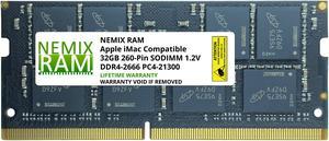 32GB DDR4-2666MHz PC4-21300 SO-DIMM Memory for Apple 27" iMac with Retina 5K Display Mid 2020 (iMac 20,1 iMac 20,2) by NEMIX RAM