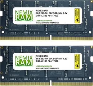16GB Kit 2x8GB DDR4-2133 PC4-17000 ECC SODIMM 2Rx8 Memory by NEMIX RAM