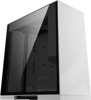 Geometric Future M8 Lohan White Mid Tower E-ATX/ATX Gaming Case, 4mm Glass/ 1.0 mm Steel with Vertical Air Duct design, Support  420/360 Radiator, Vertical GPU Mount, GEO-M8-LOW (PC Case ONLY)