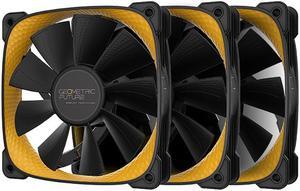 Geometric Future Squama 2505 PWM Fan - Yellow - 120mm - 3 pack - High Performance - 4pin PWM - with controller - ( GEO-S2505Y-3)