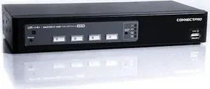 ConnectPro UR Series Kit USB VGA KVM Switch w/DDM & Multi-hotkey (4 Port, 10 ft) ConnectPro UR Series Kit USB VGA KVM Switch w/DDM & Multi-hotkey (4 Port, 10 ft)