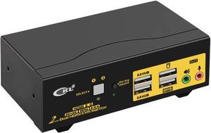 CKL HDMI KVM Switch 2 Port Dual Monitor 4K 60Hz, 2x2 PC Monitor Keyboard Mouse Selector with Audio and 2 USB 2.0 HUB (CKL-922HUA-2)