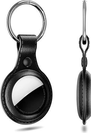 WSKEN for Airtag Case 2021, Protective Cover with Keychain Portable Protector Case for Apple Airtags Easy Attach to Keys, Backpacks, Liner Bags - Black