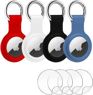4 Pack AirTag Case for Apple AirTag Tracker,AirTags Holder with Anti-Lost Design, Air Tag Key Ring Cases Air Tags Protective Cover Airtag Key Chain Loop Holders Silicone for Luggage Dog Cat Pet