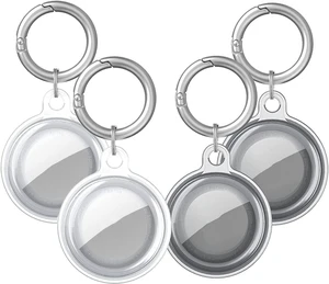 Selyobo Airtag Case, 4 Pack Airtag Keychain Holder Silicone Air Tag Holder Keychain Lightweight Soft Anti-Lost Airtag Dog Collar Holder Anti-Scratch Protective Waterproof Airtags Case, Black+White Selyobo Airtag Case, 4 Pack Airtag Keychain Holder Silicone Air Tag Holder Keychain Lightweight Soft Anti-Lost Airtag Dog Collar Holder Anti-Scratch Protective Waterproof Airtags Case, Black+White