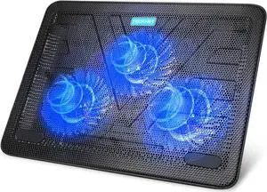 Laptop Cooling Pad Portable Slim Quiet USB Powered Laptop Notebook Cooler Cooling Pad Stand Chill Mat with 3 Blue LED Fans Fits 12-17 Inches (Black)