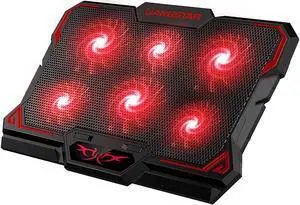 Laptop Cooling Pad Laptop Cooler with 6 Quiet Led Fans for 15.6-17 Inch Laptop Cooling Fan Stand Portable Ultra Slim USB Powered Gaming Laptop Cooling Pad Switch Control Fan Speed Function (Red)