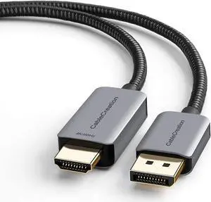 Active DP to HDMI Cable HDR 4K@60Hz 2K@144Hz 1080P@144Hz, CableCreation 8FT Unidirectional DisplayPort to HDMI Monitor Cable, DP 1.4 to HDMI 2.0 Braided, Support Eyefinity Multi-Display, Alumium