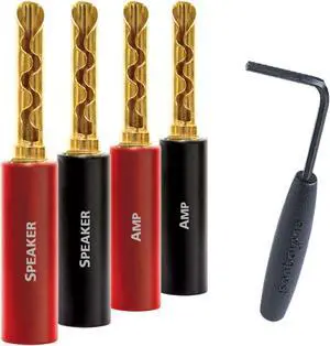 SureGrip® 100 Gold Banana Speaker Connectors - 8-Pack