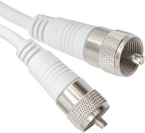 Coax Cable - Coaxial Cable Connector - 6ft Antenna Cable - White - Coax Cable Connector - RG8X Coaxial Cable - UHF Antenna Cable - Male to Male Cable - RG8X Coax - 1.8 Meters - STEREN 205-706