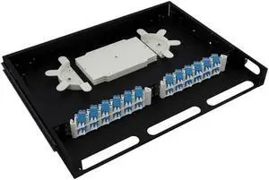 CableRack 1U Telescoping Rackmount Fiber Enclosure 24-Core Black with 24 Singlemode LC Couplers, Welcome to consult
