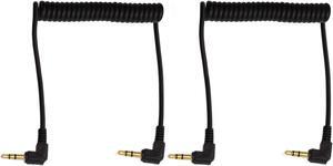 3.5mm Coiled Audio Cable 90 Degree Male to Male Headphone Cable Stereo Aux Audio Extension Coiled Cord 2PCS