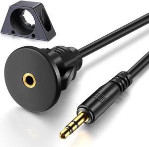 3.5mm Male to Female Car Truck Dashboard Flush Mount 1/8 AUX Audio Jack Extension Cable with Mounting Panel for Car Boat and Motorcycle (3 Feet)