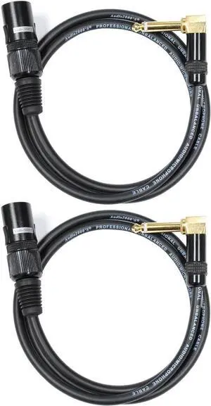 Audio2000's C17006P2 6 Ft 1/4 TS Right Angle to XLR Male Cable (2 Pack)