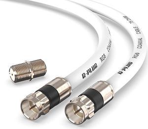 15FT G-PLUG RG6 Coaxial Cable Connectors Set – High Speed Internet, Broadband Digital TV Aerial Cable and Satellite Cable Extension – Weather-Sealed Rubber O-Ring and RG6 Compression Connectors