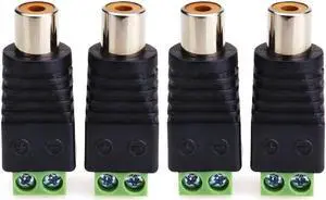 RCA Cable Audio Adapter Phono RCA Male Plug to AV Screw Terminal Audio/Video Speaker Wire connectors Solderless Adapter(Solder Free RCA Female-4pack)