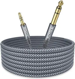1/4 to 1/8 Cable Stereo Audio Cable 6.6ft 6.35mm 1/4 Male to 3.5mm 1/8 Male TRS Bidirectional Stereo Audio Cord Jack for Guitar iPod Laptop Home Theater Devices Amplifiers(Grey)