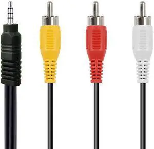 3.5mm to RCA Camcorder AV Audio Video Output Cable 1/8 TRRS to 3 RCA Male Cord Compatible with Sony TV Sony Panasonic Canon Camcorder (5FT) 3.5mm to RCA Camcorder AV Audio Video Output Cable 1/8 TRRS to 3 RCA Male Cord Compatible with Sony TV Sony Panasonic Canon Camcorder (5FT)