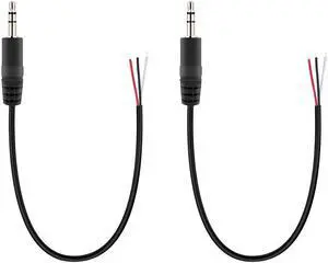2-Pack 3.5mm 1/8 to Speaker Wire TRS Stereo Male Plug to Bare Wire Pigtail 3.5mm Jack Connector Adapter Repair Audio Cable for Speaker Headphone Headset Earphone