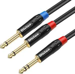 1/4 inch TRS Stereo Y-Splitter Insert Cable 1/4 Inch Male Jack to Dual 1/4inch(6.35mm) Male TS Mono Breakout Cable Audio Patch Cord - 6.6 Feet/2 Meter