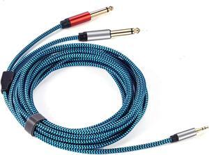3.5 mm to 2 x 6.35 mm Cable 15 ft, 1/8 inch Male Stereo to Dual 1/4 Mono Male Audio Cable,Hftywy 3.5mm TRS to Dual 6.35mm TS Y Splitter Breakout Cord,Splitter Compatible for Home Stereo Systems