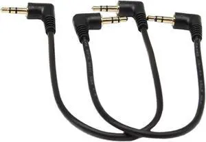 3.5mm Stereo Audio Cable (2-Pack) Gold Plated 90 Degree Right & Left Angled 3.5mm Male to Male Stereo Audio Cable for Smartphones Tablets Media Players(3-P 9inch)