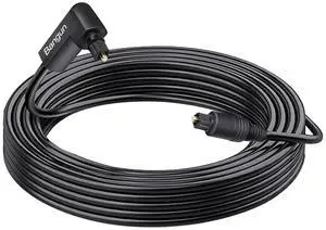 90 Degree Optical Audio Cable 65 feet, Slim Digital Audio Optical Cable, 360 Degree Right Angle Fiber Optic Toslink Cable, Compatible with Sound Bar, TV, , Vizio, Bose, LG, , Sonos