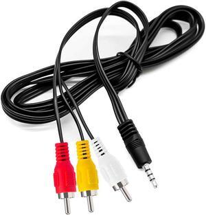 10FT 3.5mm to 3 RCA Male Plug to RCA Stereo Audio Video Male AUX Cable 3.5mm to RCA Camcorder AV Video Output Cable 1/8 TRRS to 3 RCA Male Cord