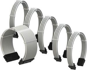LINKUP - PSU Cable Extension Sleeved Custom Mod GPU PC Braided w/Comb Kit - Compatible with RTX3090?1 x 24 P (20+4)?2 x 8 P (4+4) CPU?3 x 8 P (6+2) GPU Set?30CM 300MM - White