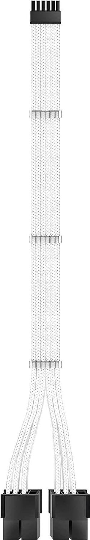 EZDIY-FAB RTX 3000 Series 12 Pin to Dual 8 Pin PCIe Sleeved Extension Cable 300 MM- Connector for NVIDIA Ampere GEFORCE RTX 3060ti 3070 3080 FE Funder Edition- White